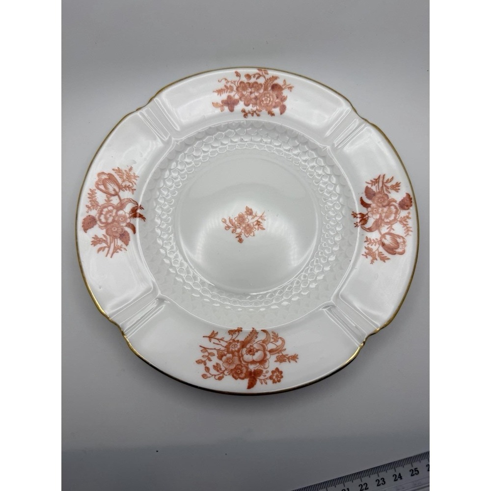 Antique UK Copeland Porcelain Salad Plates w/Orange Floral Pattern (Set of 6)